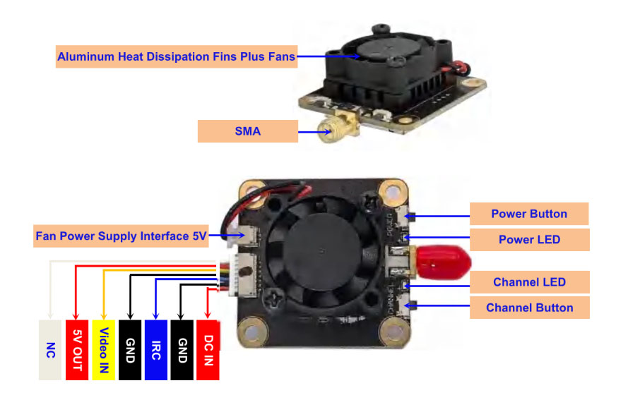 drone parts analog video transmitter 4.9g 5.8g 6g 72ch 1.6w receiver fpv drones high power long range