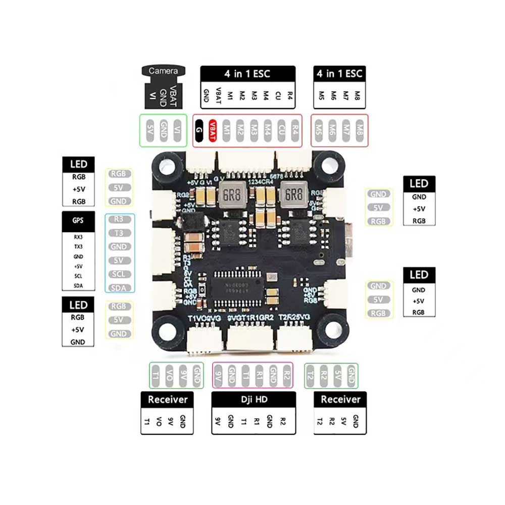 fpv drone f722 flight controller stack tower brushless motor esc 4 in 1 60a with mcu imu electronic speed controller